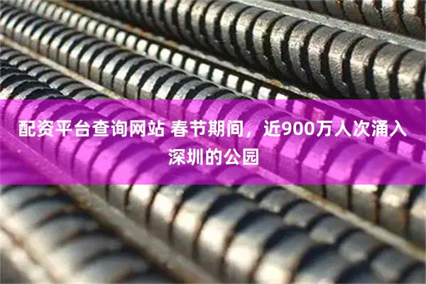 配资平台查询网站 春节期间，近900万人次涌入深圳的公园